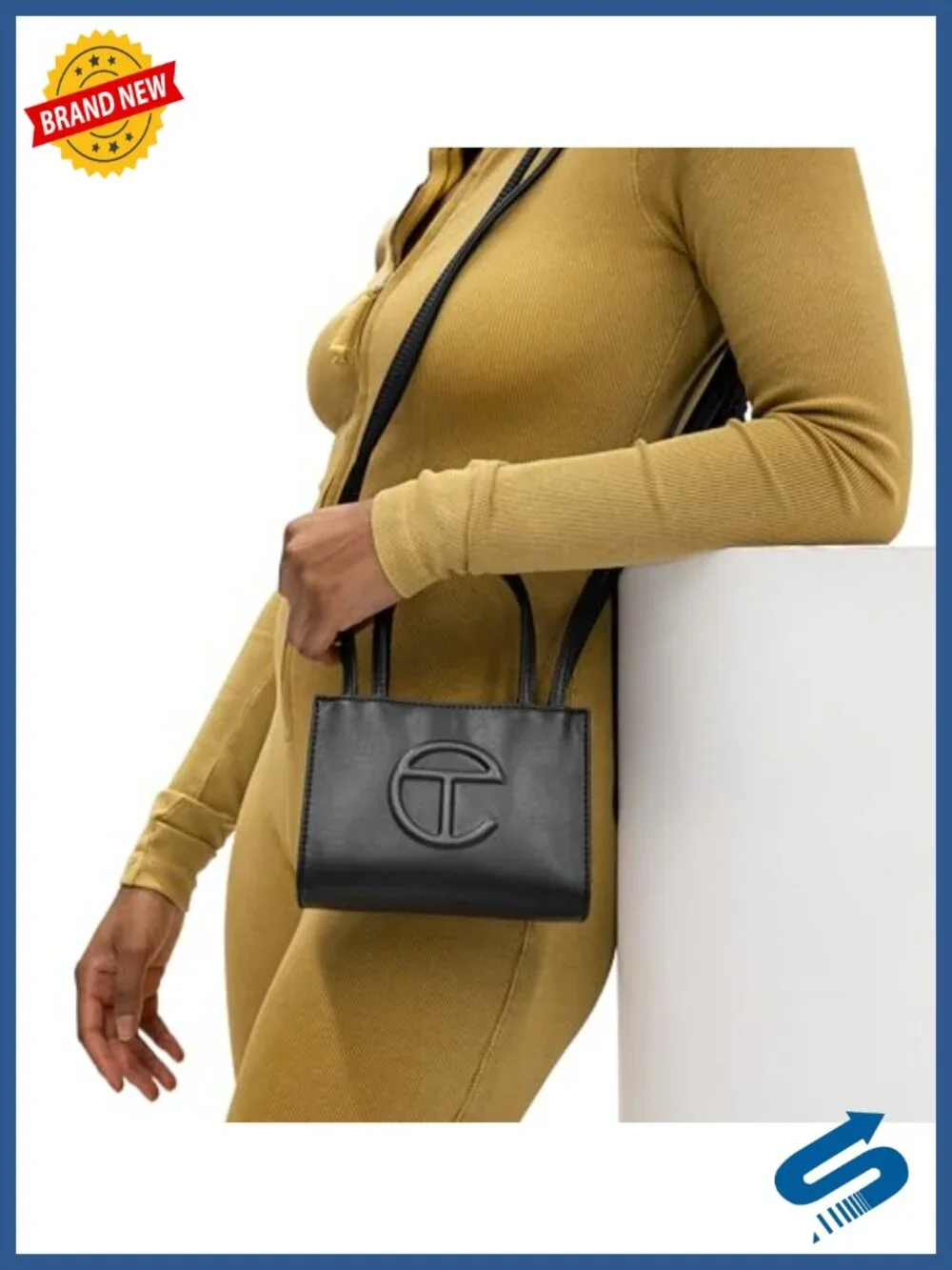 Faux Leather Small Shopping Bag with Double Straps